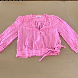 Madewell Pink Striped Tie Blouse
